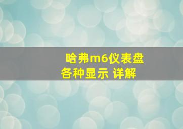 哈弗m6仪表盘各种显示 详解